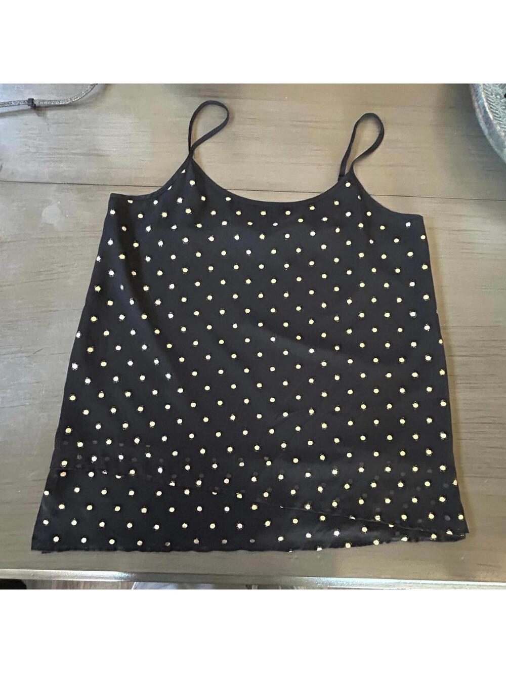 The Limited Y2K Black Gold Polka Dot Camisole Boho Tank Top Small Officecore - Picture 2 of 5